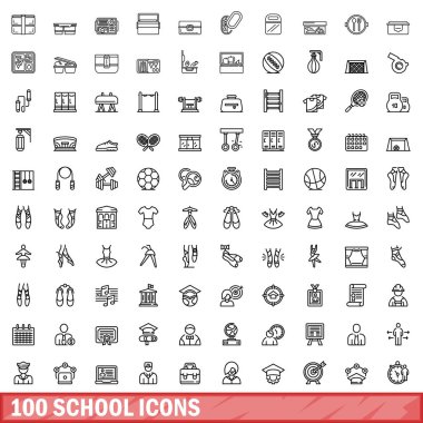 100 Icons set, anahat stili okul