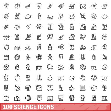 100 bilim Icons set, anahat stili