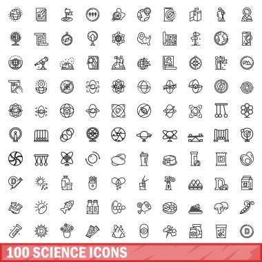100 bilim Icons set, anahat stili