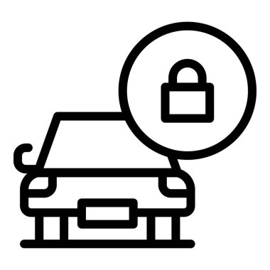 Kilitli araba park ikonu ana hat vektörü. Garaj