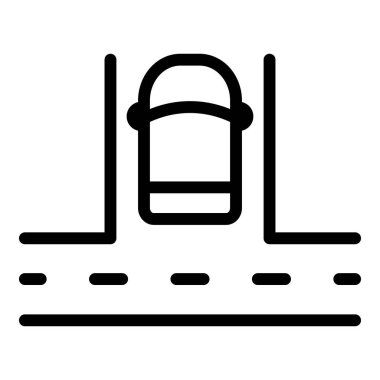 Araç alanı park ikonu ana hat vektörü. Yer trafiği