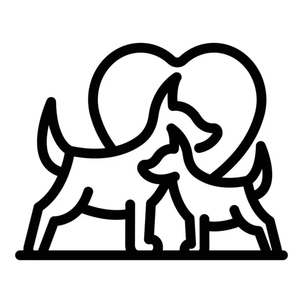 Hundar älskar ikonen kontur vektor. Hundpromenad — Stock vektor