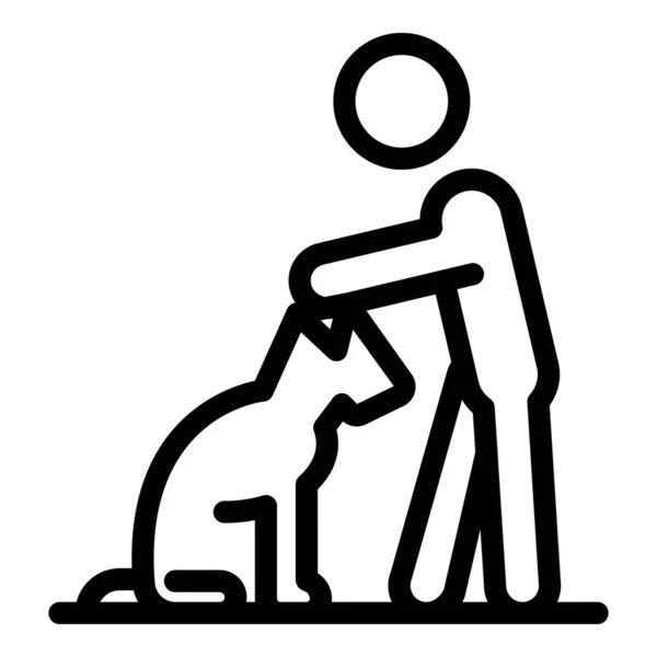 Man hond lopen pictogram contouren vector. Huisdier — Stockvector