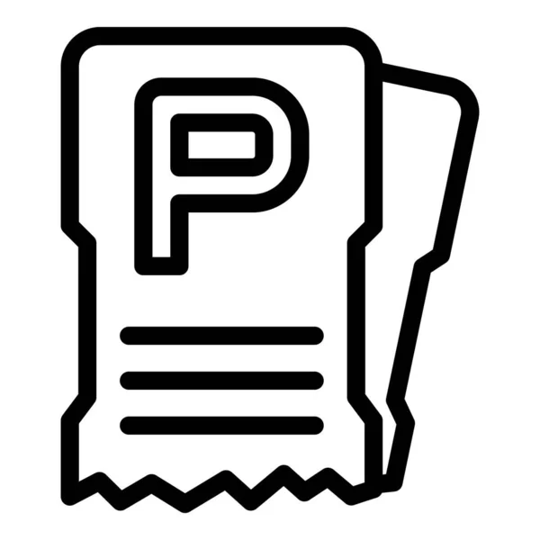 Parkering fakturering papper ikon kontur vektor. Fordonsområde — Stock vektor