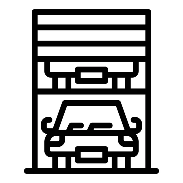 Piano garage icona del parcheggio vettore contorno. Parcheggio auto — Vettoriale Stock