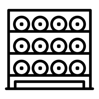 Şarap dolabı ikonu taslak vektörü. Ahşap raf