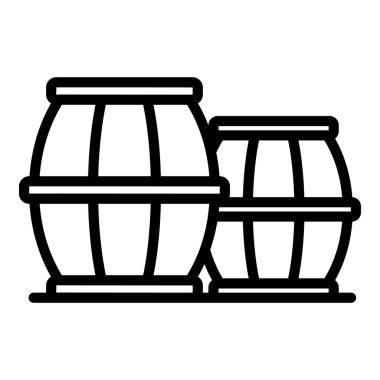 Şarap fıçısı ikonu ana hat vektörü. Dolap rafı