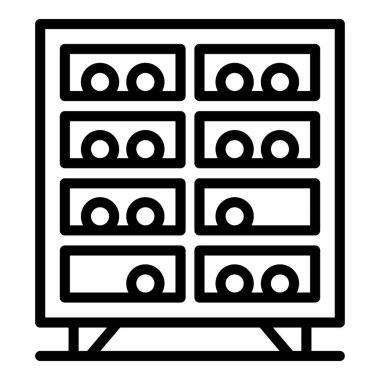 Ahşap şarap dolabı ikonu ana hat vektörü. Bar likörü