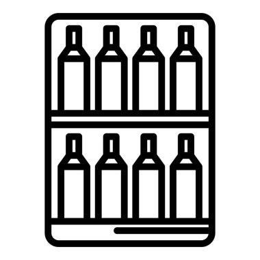 Ev şarabı ikonu taslak vektörü. Ahşap dolap