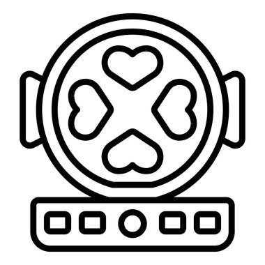 Kalp waffle makinesi ikon ana hatları vektörü. Belçikalı