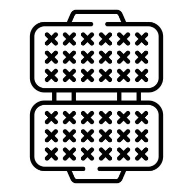 Waffle makinesi ikon ana hatları vektörü. Belçika fırını.