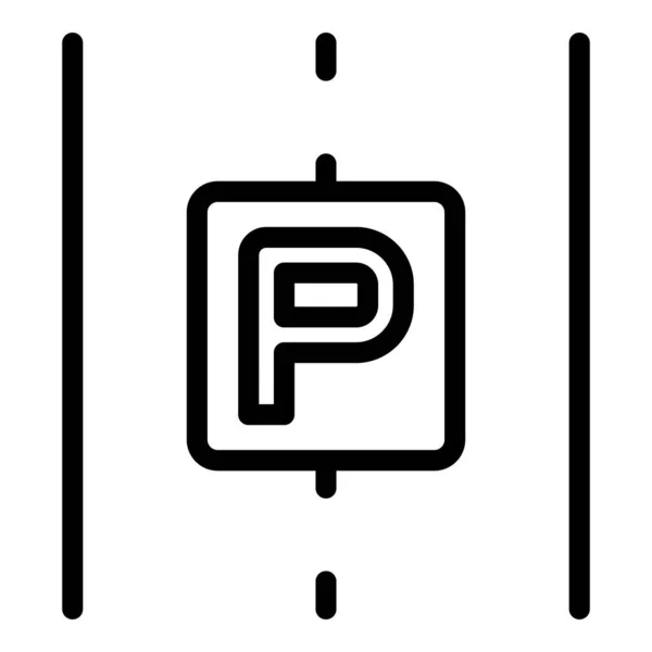 Parken Straße Symbol Umrissvektor. Parkplatz — Stockvektor