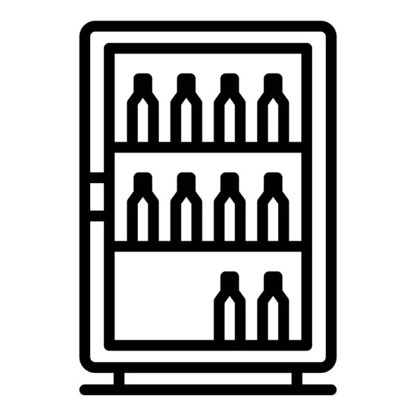 Toko anggur ikon kabinet garis besar vektor. Rak anggur - Stok Vektor