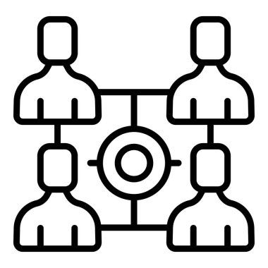 Takım iş akışı ikonu ana hatları vektörü. Çalışma süreci