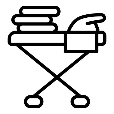 Modern ev yapımı demir tahta ikonu ana hatları vektörü. Kumaş masa