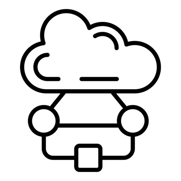 Ikona przepływu danych w chmurze wektor zarysu. Proces pracy — Wektor stockowy