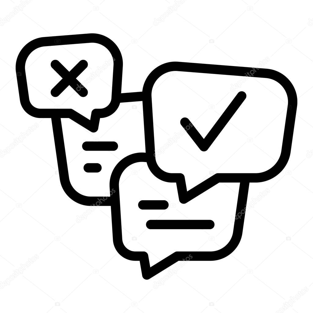 Test chat icon outline vector. Social review