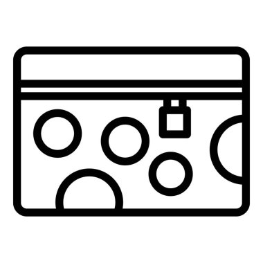 Fermuar poşeti ikon ana hatları vektörü. Dava güzelliği