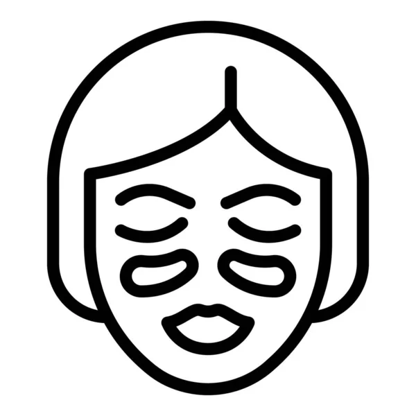 Kadın göz bakımı ikonu ana hatları vektörü. Yama maskesi — Stok Vektör