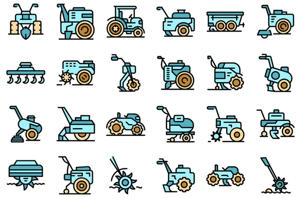 Cultivator machine pictogram omtrek vector. Landbouw agronomie — Stockvector