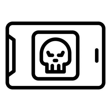 Tablet antivirüs ikonu ana hat vektörü. Web sitesi gizliliği