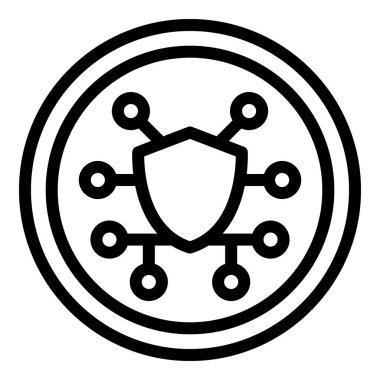 Dijital güvenlik simgesi ana hatları vektörü. Veri güvenli