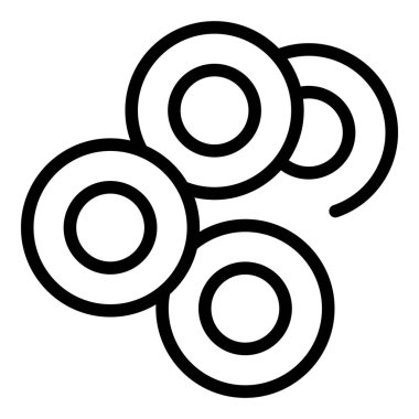 Gevrek halkaları ikon ana hatları vektörü. Sütlü kahvaltı