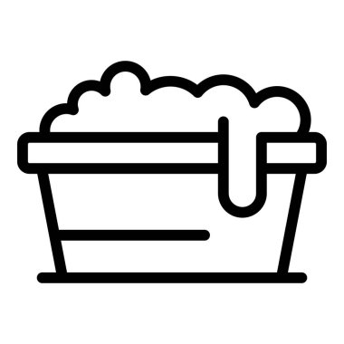 Tam tahıl kasesi ikonu ana hatları vektörü. Kahvaltı sütü.