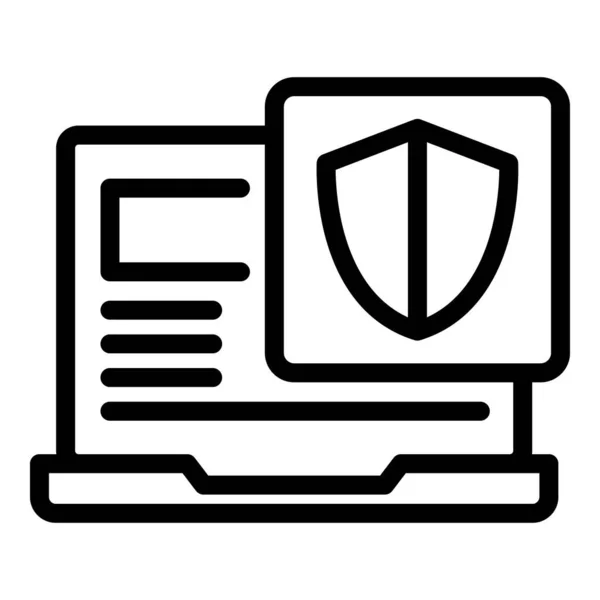 Firewall laptop vetor de contorno ícone de segurança. Bloqueio proteger —  Vetores de Stock
