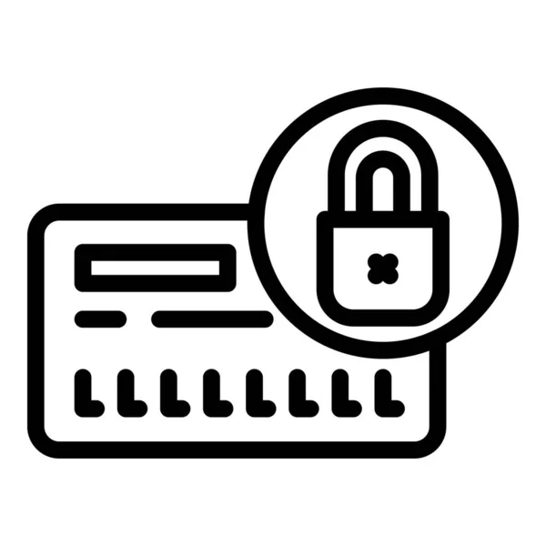 Carte bancaire sécurisée icône contour vecteur. Sécurité des données — Image vectorielle