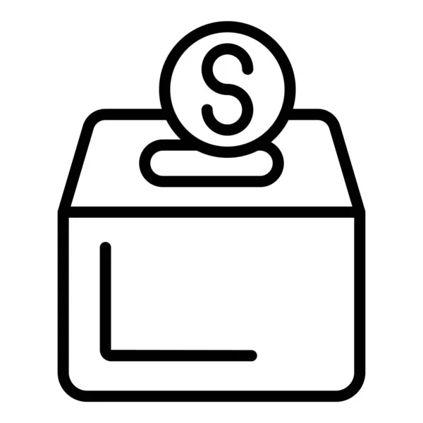 Donación caja de dinero icono contorno vector. La gente dona — Archivo Imágenes Vectoriales