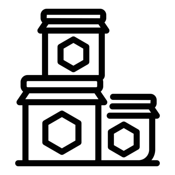 Honey jar stack icon outline vector. Bee nectar — Stock Vector