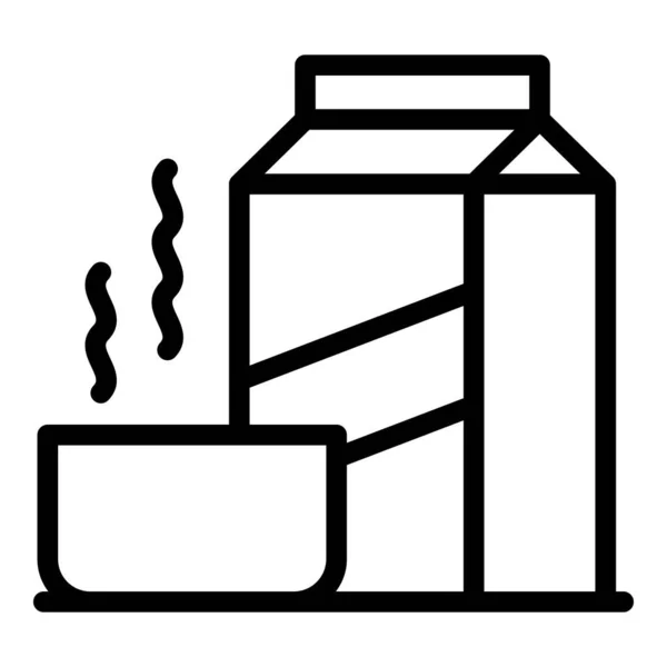 Icono caliente del desayuno cereal contorno vector. Tazón de leche — Vector de stock