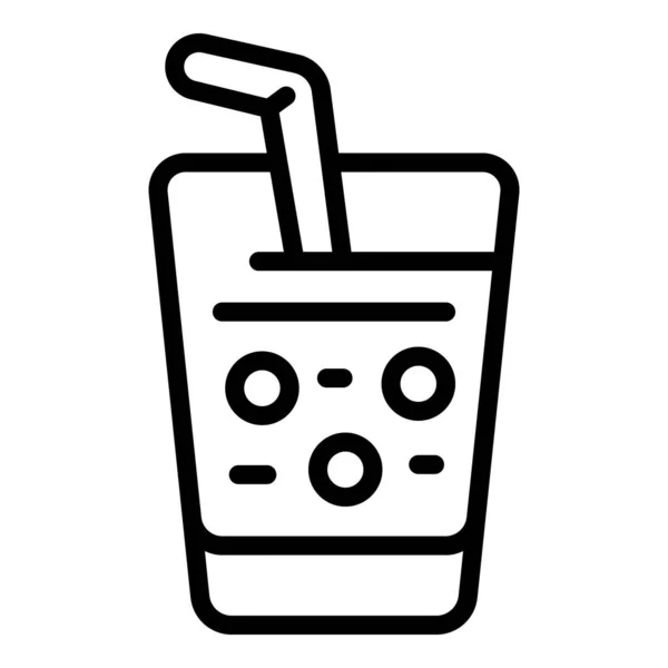 Susu minum ikon koktail garis besar vektor. Makanan kedelai - Stok Vektor