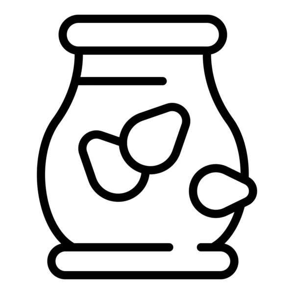 Jarra de leche de almendras icono contorno vector. Planta soja — Archivo Imágenes Vectoriales