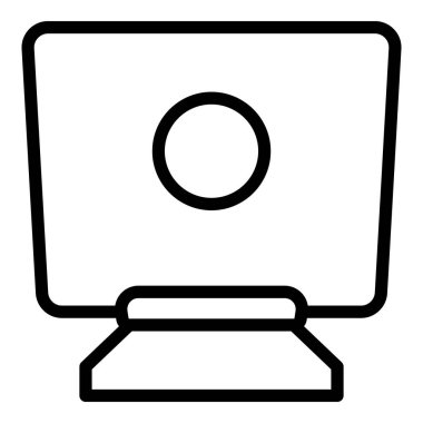 Bilgisayar simge ana hatları vektörü olarak dursun. Laptop masası