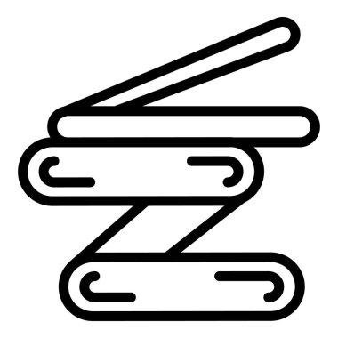 Dizüstü bilgisayar standı ikon ana hatları vektörü. Masa bilgisayarı