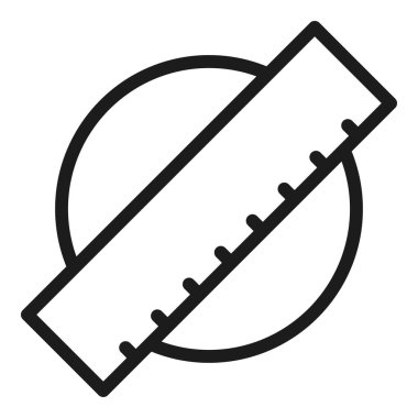 Ahşap cetvel simgesi ana hat vektörü. Dijital ölçekle