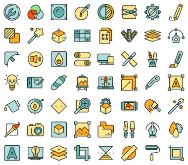 Düzenleme araçları simgeleri vektörü düz ayarla