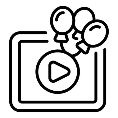 Video düğün ikonu ana hatları vektörü. Olay seremonisi