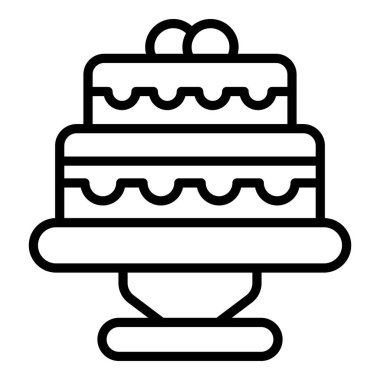 Düğün pastası ikonu ana hatları vektörü. Olay servisi