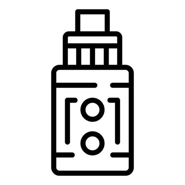 Botella icono icono esquema vector. Vapor electrónico — Vector de stock