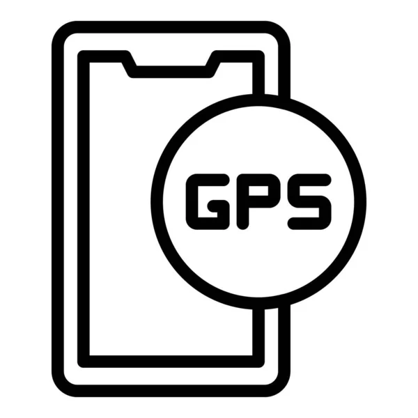 Teléfono GPS icono contorno vector. Parte de la trayectoria — Vector de stock