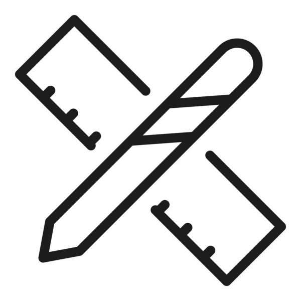 Stift-Lineal-Symbol Umrissvektor. Bearbeitungswerkzeug — Stockvektor