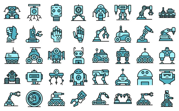 Robotique icônes ensemble vecteur plat — Image vectorielle