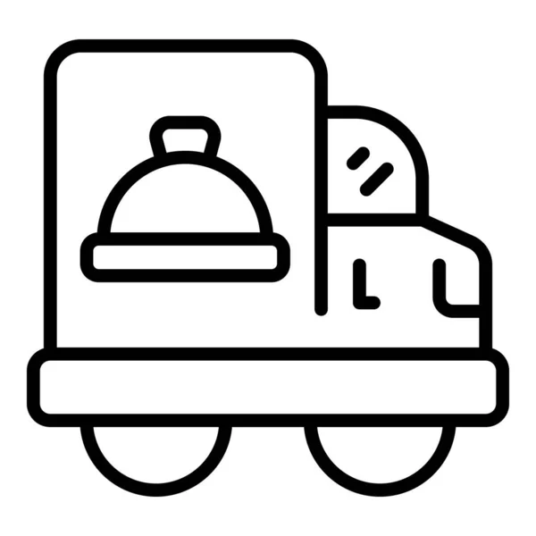Ślubny tort ciężarówka ikona zarys wektor. Obsługa wydarzeń — Wektor stockowy