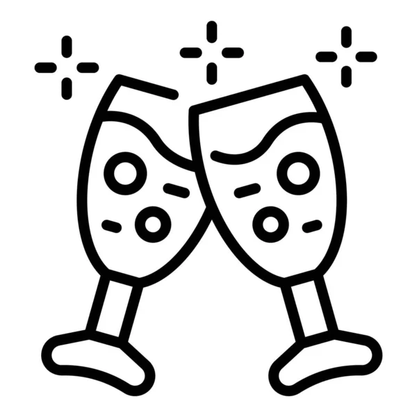 Party-Champagner-Ikone umreißt Vektor. Hochzeitsfeier — Stockvektor