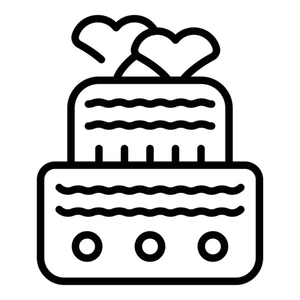 ウェディングケーキアイコンアウトラインベクトル。イベントサービス — ストックベクタ