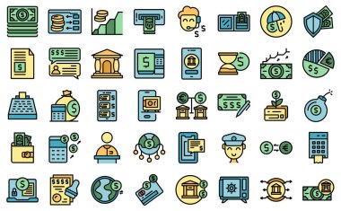 Bankacılık işlem simgeleri vektörü düzleştirin