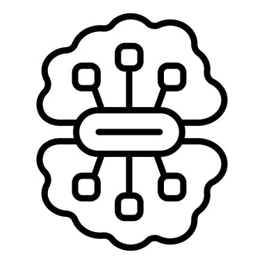 Dijital beyin ikonu ana hatları vektörü. Zihinsel duygu